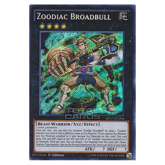 Yu-Gi-Oh! - 2017 Mega-Tin Mega Pack - Zoodiac Broadbull (Secret Rare) MP17-EN206