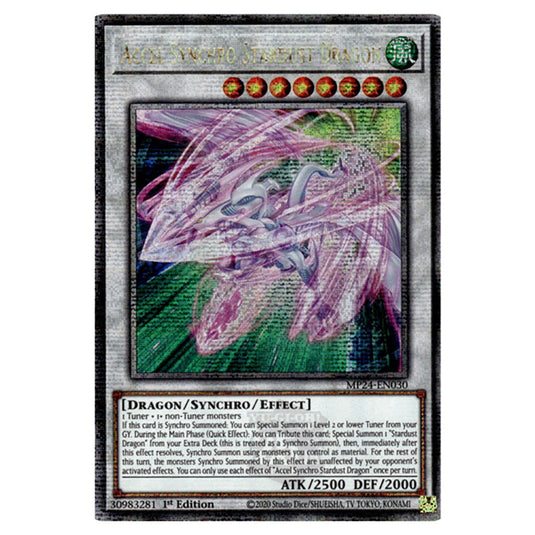 Accel Synchro Stardust Dragon MP24-EN030 card from the Yu-Gi-Oh! set Dueling Mirrors