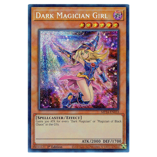 Dark Magician Girl (alternate artwork) MP24-EN053 card from the Yu-Gi-Oh! set Dueling Mirrors