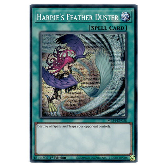 Harpie's Feather Duster (alternate artwork) MP24-EN058 card from the Yu-Gi-Oh! set Dueling Mirrors