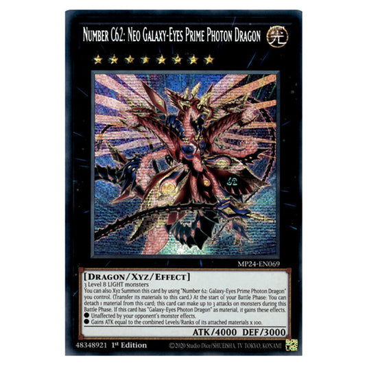 Number C62: Neo Galaxy-Eyes Prime Photon Dragon MP24-EN069 card from the Yu-Gi-Oh! set Dueling Mirrors