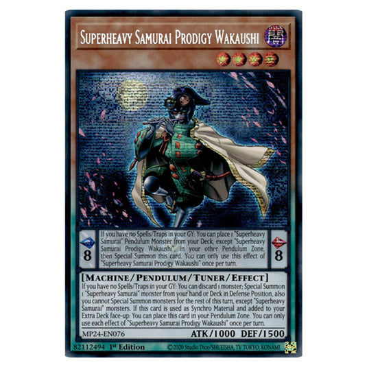 Superheavy Samurai Prodigy Wakaushi MP24-EN076 card from the Yu-Gi-Oh! set Dueling Mirrors