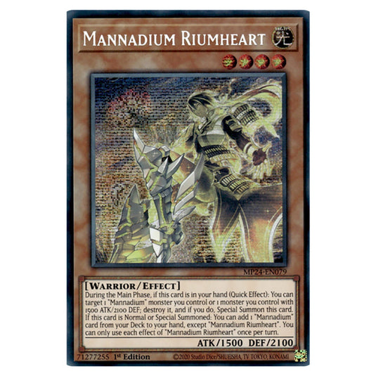 Mannadium Riumheart MP24-EN079 card from the Yu-Gi-Oh! set Dueling Mirrors