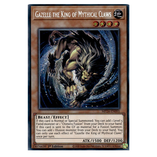 Gazelle the King of Mythical Claws MP24-EN091 card from the Yu-Gi-Oh! set Dueling Mirrors