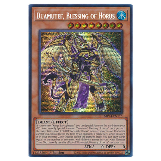 Duamutef, Blessing of Horus MP24-EN115 card from the Yu-Gi-Oh! set Dueling Mirrors