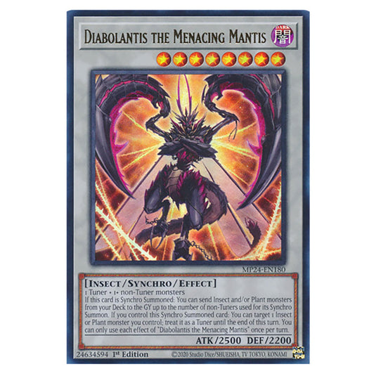 Diabolantis the Menacing Mantis MP24-EN180 card from the Yu-Gi-Oh! set Dueling Mirrors