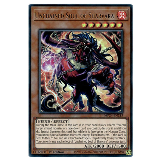 Unchained Soul of Sharvara MP24-EN215 card from the Yu-Gi-Oh! set Dueling Mirrors