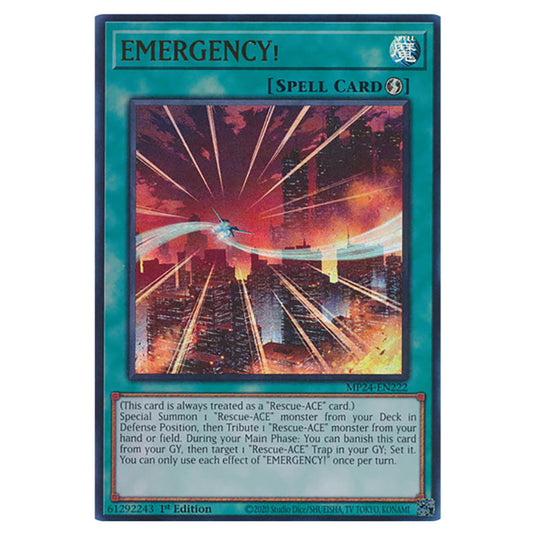 EMERGENCY! MP24-EN222 card from the Yu-Gi-Oh! set Dueling Mirrors