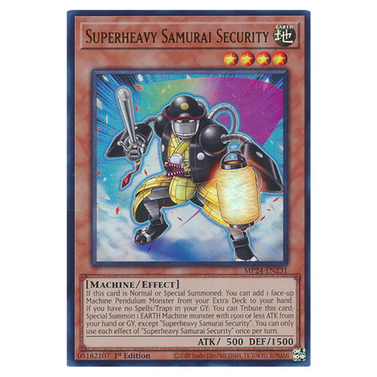 Superheavy Samurai Security MP24-EN231 card from the Yu-Gi-Oh! set Dueling Mirrors