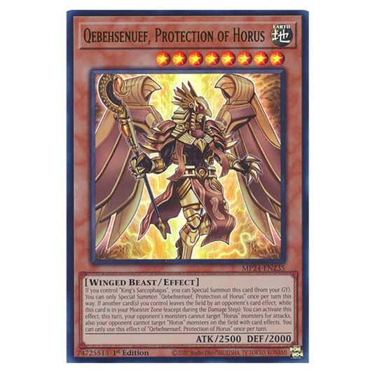 Qebehsenuef, Protection of Horus MP24-EN235 card from the Yu-Gi-Oh! set Dueling Mirrors