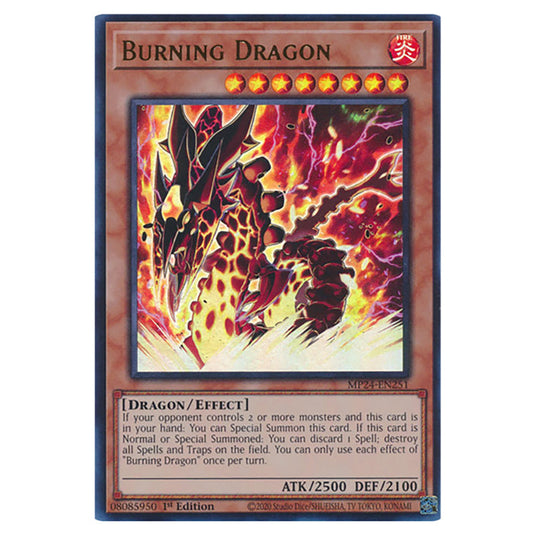 Burning Dragon MP24-EN251 card from the Yu-Gi-Oh! set Dueling Mirrors