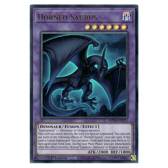 Horned Saurus MP24-EN271 card from the Yu-Gi-Oh! set Dueling Mirrors