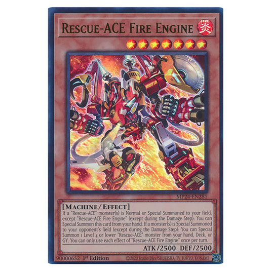 Rescue-ACE Fire Engine MP24-EN281 card from the Yu-Gi-Oh! set Dueling Mirrors