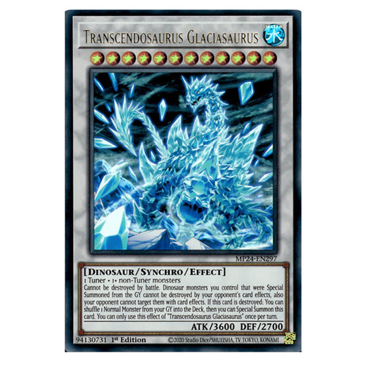 Transcendosaurus Glaciasaurus MP24-EN297 card from the Yu-Gi-Oh! set Dueling Mirrors