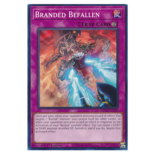 Branded Befallen MP24-EN330 card from the Yu-Gi-Oh! set Dueling Mirrors