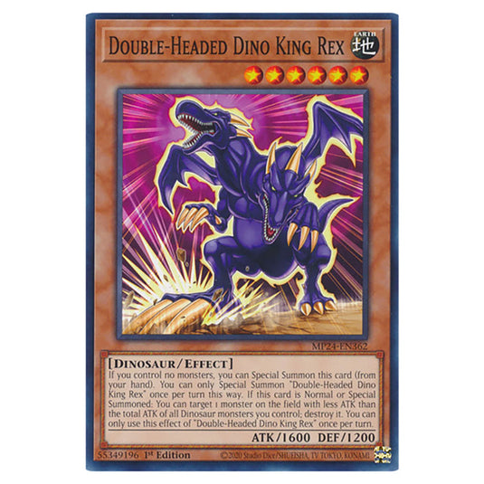 Double-Headed Dino King Rex MP24-EN362 card from the Yu-Gi-Oh! set Dueling Mirrors