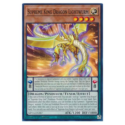 Supreme King Dragon Lightwurm MP24-EN387 card from the Yu-Gi-Oh! set Dueling Mirrors