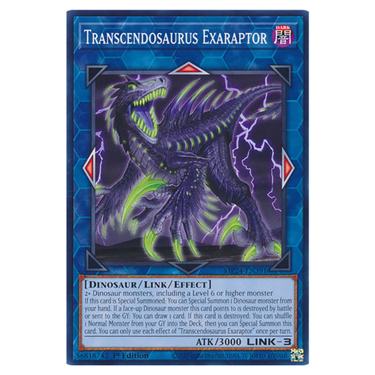 Transcendosaurus Exaraptor MP24-EN391 card from the Yu-Gi-Oh! set Dueling Mirrors