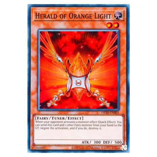 Herald of Orange Light OP20-EN005 card from the Yu-Gi-Oh! set OTS Tournament Pack 20