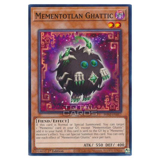 Yu-Gi-Oh! - Phantom Nightmare - Mementotlan Ghattic (Common) PHNI-EN01 Yu-Gi-Oh! - Phantom Nightmare - Mementotlan Ghattic (Common) PHNI-EN01