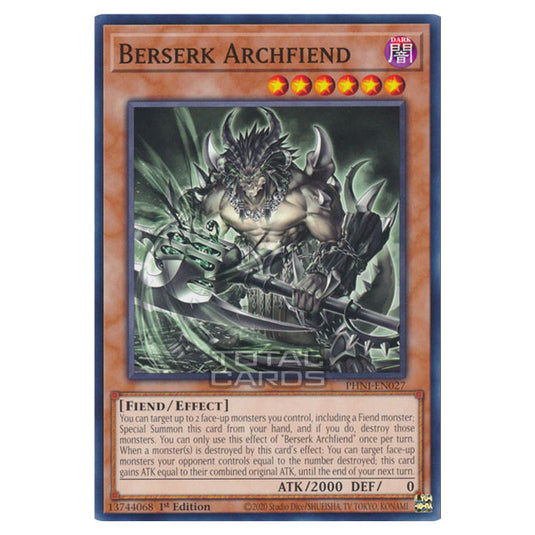Yu-Gi-Oh! - Phantom Nightmare - Berserk Archfiend (Common) PHNI-EN027 Yu-Gi-Oh! - Phantom Nightmare - Berserk Archfiend (Common) PHNI-EN027