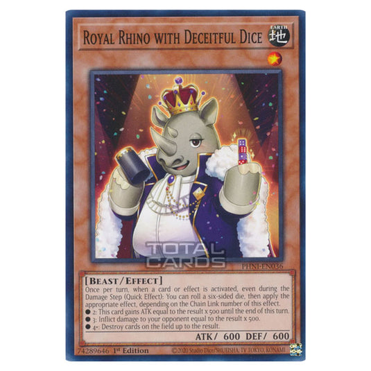 Yu-Gi-Oh! - Phantom Nightmare - Royal Rhino with Deceitful Dice (Common) PHNI-EN036