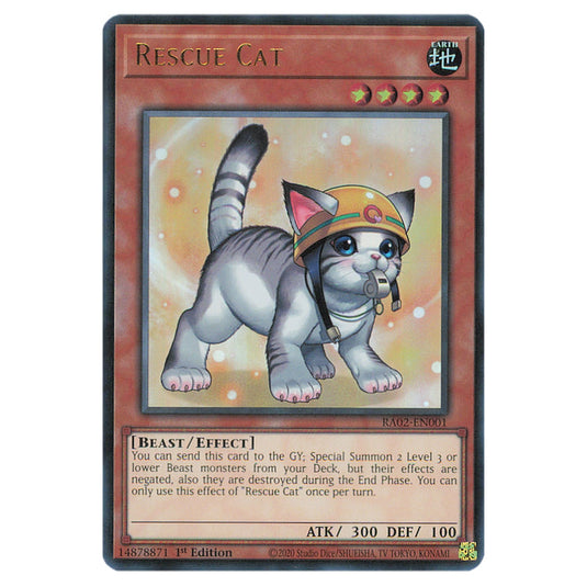 Rescue Cat (Alternate Art) RA02-EN001a card from the Yu-Gi-Oh! set 25th Anniversary Rarity Collection II