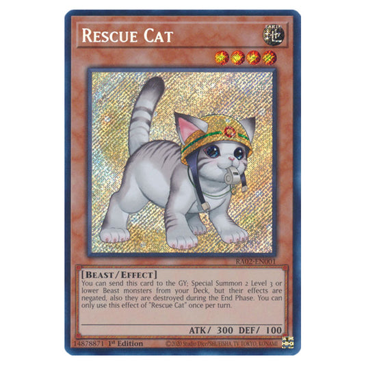 Rescue Cat (Alternate Art) RA02-EN001a card from the Yu-Gi-Oh! set 25th Anniversary Rarity Collection II