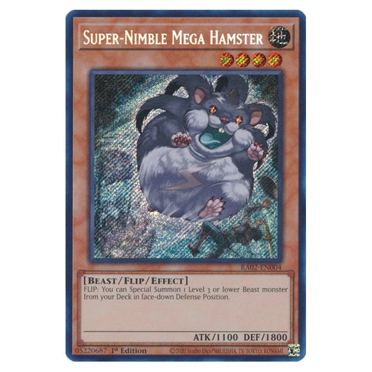 Super-Nimble Mega Hamster RA02-EN004 card from the Yu-Gi-Oh! set 25th Anniversary Rarity Collection II