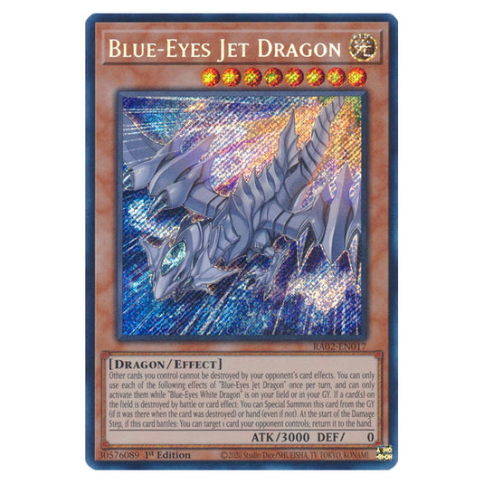 Blue-Eyes Jet Dragon RA02-EN017 card from the Yu-Gi-Oh! set 25th Anniversary Rarity Collection II