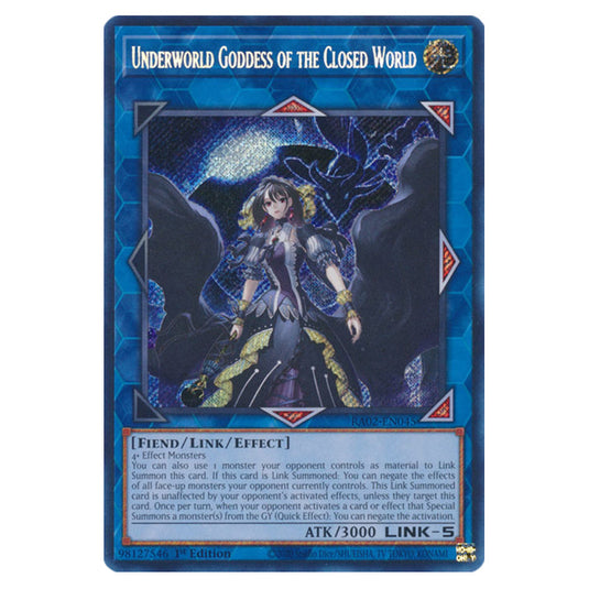 Underworld Goddess of the Closed World RA02-EN045 card from the Yu-Gi-Oh! set 25th Anniversary Rarity Collection II