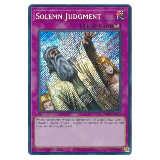 Solemn Judgment RA02-EN075 card from the Yu-Gi-Oh! set 25th Anniversary Rarity Collection II