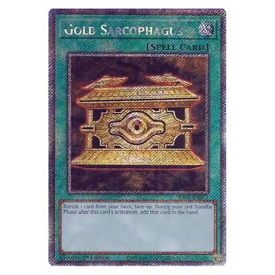 Gold Sarcophagus RA02-EN052 card from the Yu-Gi-Oh! set 25th Anniversary Rarity Collection II