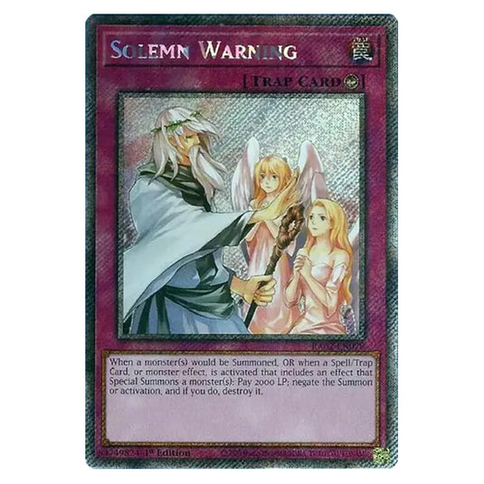 Solemn Warning RA02-EN078 card from the Yu-Gi-Oh! set 25th Anniversary Rarity Collection II