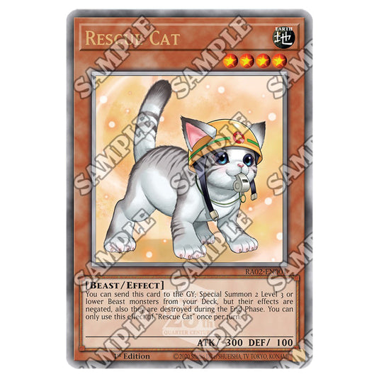 Rescue Cat (Alternate Art) RA02-EN001a card from the Yu-Gi-Oh! set 25th Anniversary Rarity Collection II