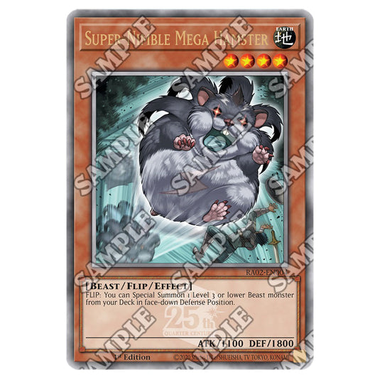 Super-Nimble Mega Hamster RA02-EN004 card from the Yu-Gi-Oh! set 25th Anniversary Rarity Collection II