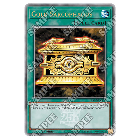 Gold Sarcophagus RA02-EN052 card from the Yu-Gi-Oh! set 25th Anniversary Rarity Collection II