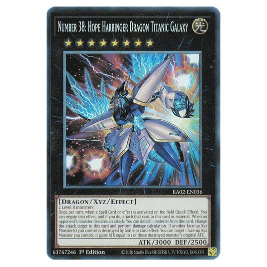 Number 38: Hope Harbinger Dragon Titanic Galaxy RA02-EN036 card from the Yu-Gi-Oh! set 25th Anniversary Rarity Collection II