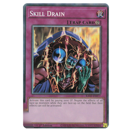 Skill Drain RA02-EN077 card from the Yu-Gi-Oh! set 25th Anniversary Rarity Collection II