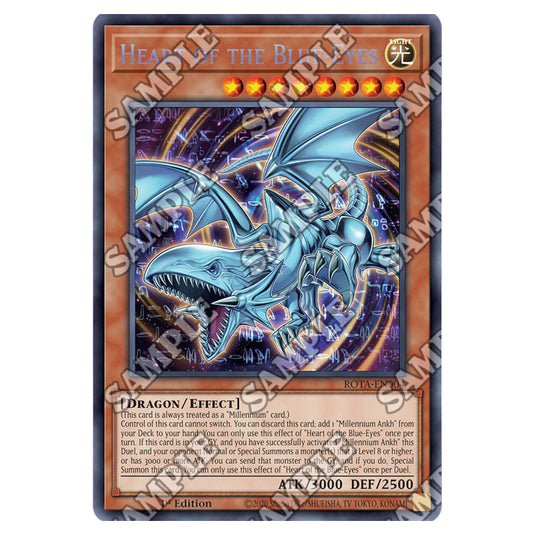 Heart of the Blue-Eyes ROTA-EN004 card from the Yu-Gi-Oh! set Rage of the Abyss