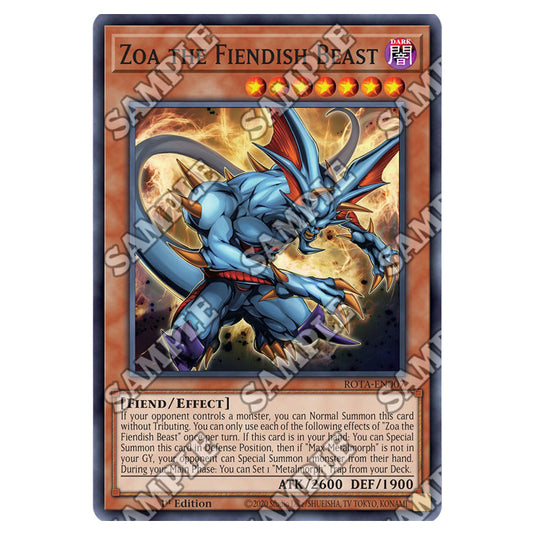 Zoa the Fiendish Beast ROTA-EN007 card from the Yu-Gi-Oh! set Rage of the Abyss