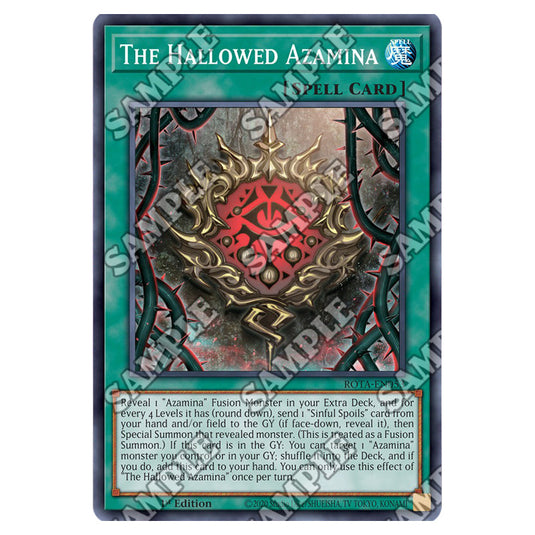 The Hallowed Azamina ROTA-EN053 card from the Yu-Gi-Oh! set Rage of the Abyss