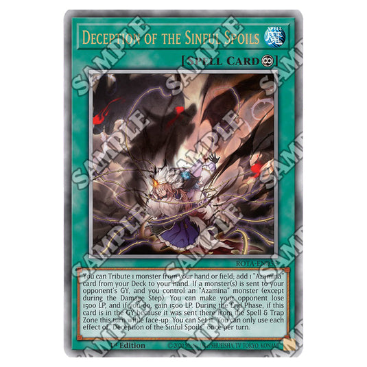 Deception of the Sinful Spoils ROTA-EN055a card from the Yu-Gi-Oh! set Rage of the Abyss