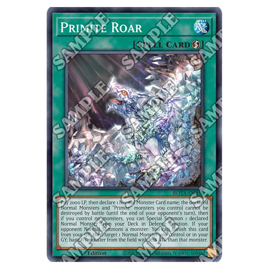 Primite Roar ROTA-EN059 card from the Yu-Gi-Oh! set Rage of the Abyss