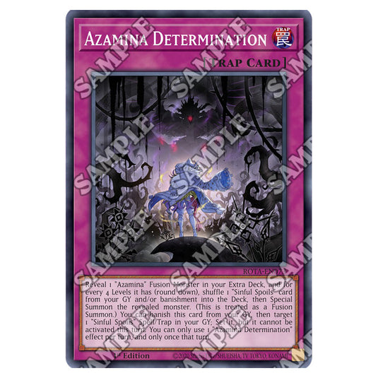 Azamina Determination ROTA-EN073 card from the Yu-Gi-Oh! set Rage of the Abyss