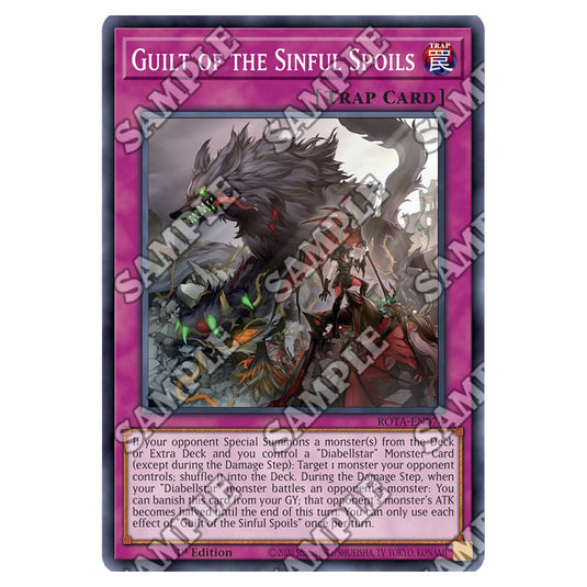 Guilt of the Sinful Spoils ROTA-EN074 card from the Yu-Gi-Oh! set Rage of the Abyss