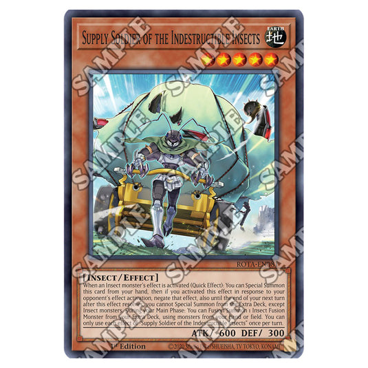 Supply Soldier of the Indestructible Insects ROTA-EN081 card from the Yu-Gi-Oh! set Rage of the Abyss