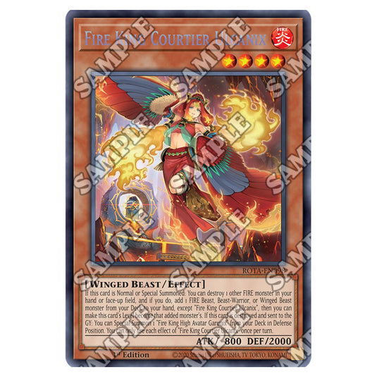 Fire King Courtier Ulcanix ROTA-EN098 card from the Yu-Gi-Oh! set Rage of the Abyss