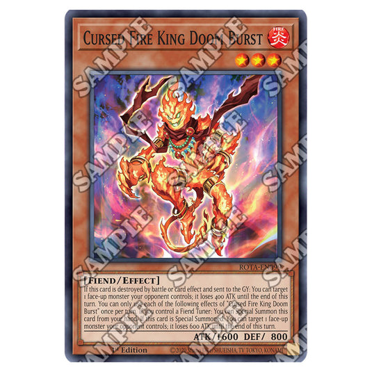 Cursed Fire King Doom Burst ROTA-EN099 card from the Yu-Gi-Oh! set Rage of the Abyss