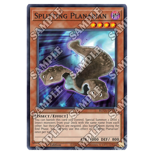 Splitting Planarian ROTA-EN100 card from the Yu-Gi-Oh! set Rage of the Abyss